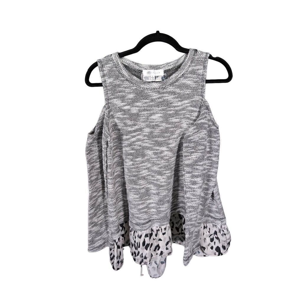 Fever Sleeveless Top with Ruffled Animal Print Bottom Women's Small